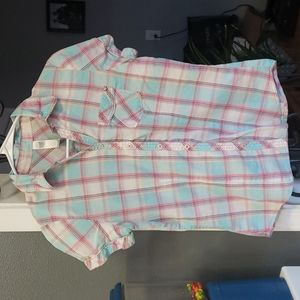 M PacSun/Lilu Cotton Candy Plaid Button Up Top.